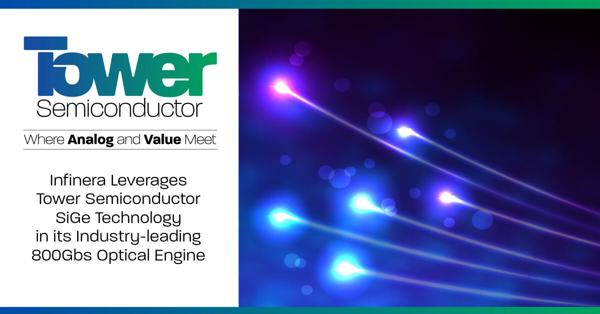Infinera Leverages Tower Semiconductor SiGe Technology in its Industry-leading 800Gbs Optical Engine
